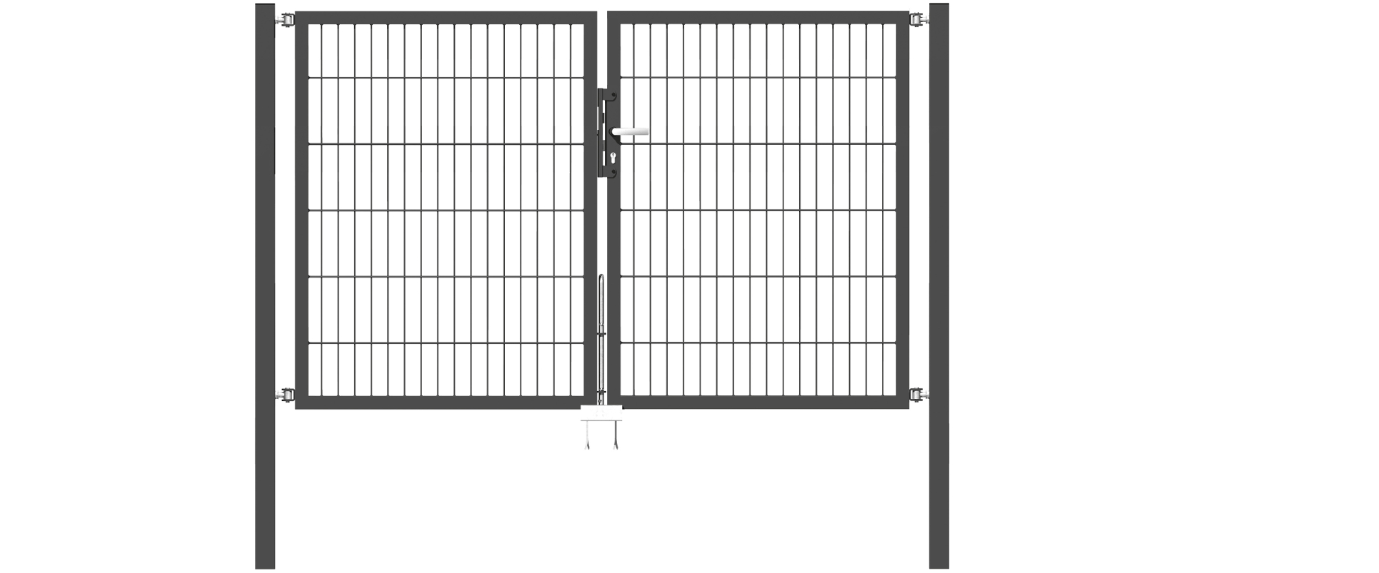 Doppelflügel Gartentor Optima 656 - Höhe 120cm, Breite 200cm (Mittig geteilt)