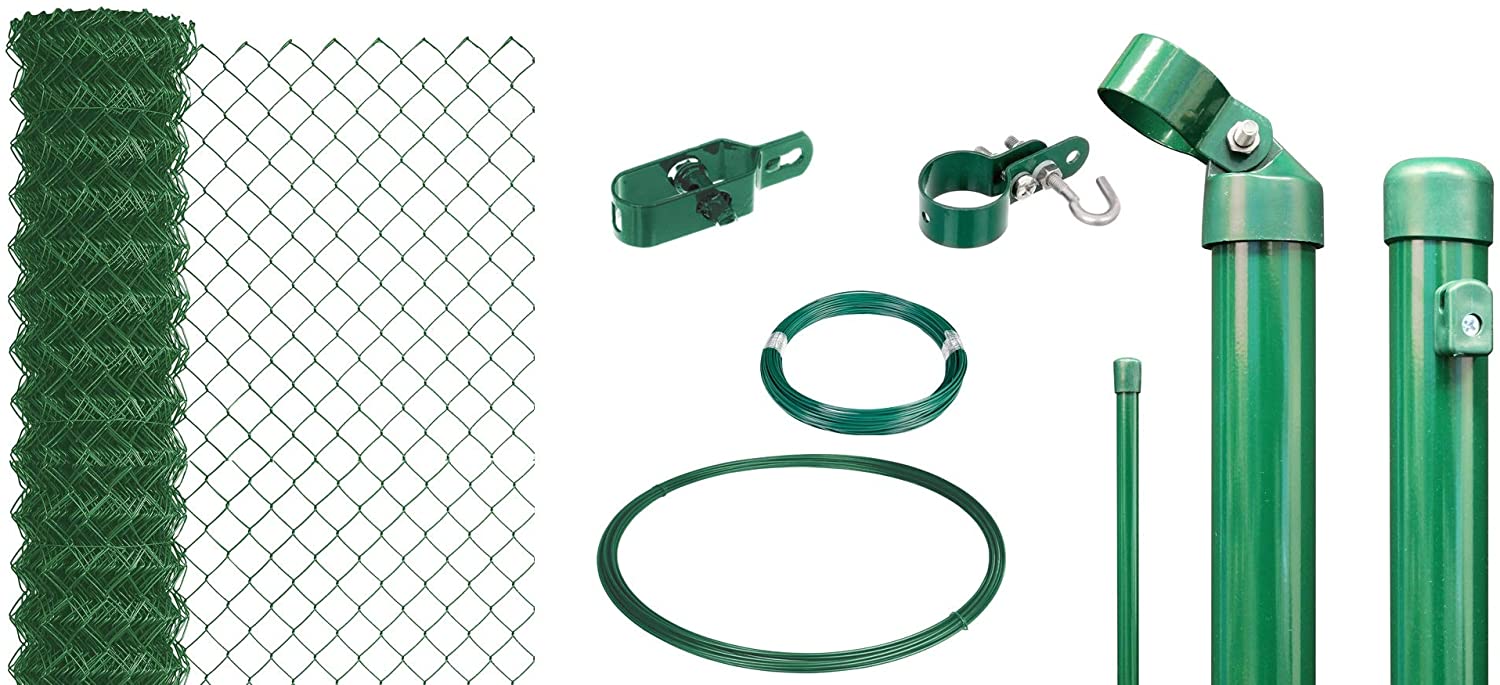 70m Maschendrahtzaun, Höhe 100cm, grün - Komplettset zum Einbetonieren