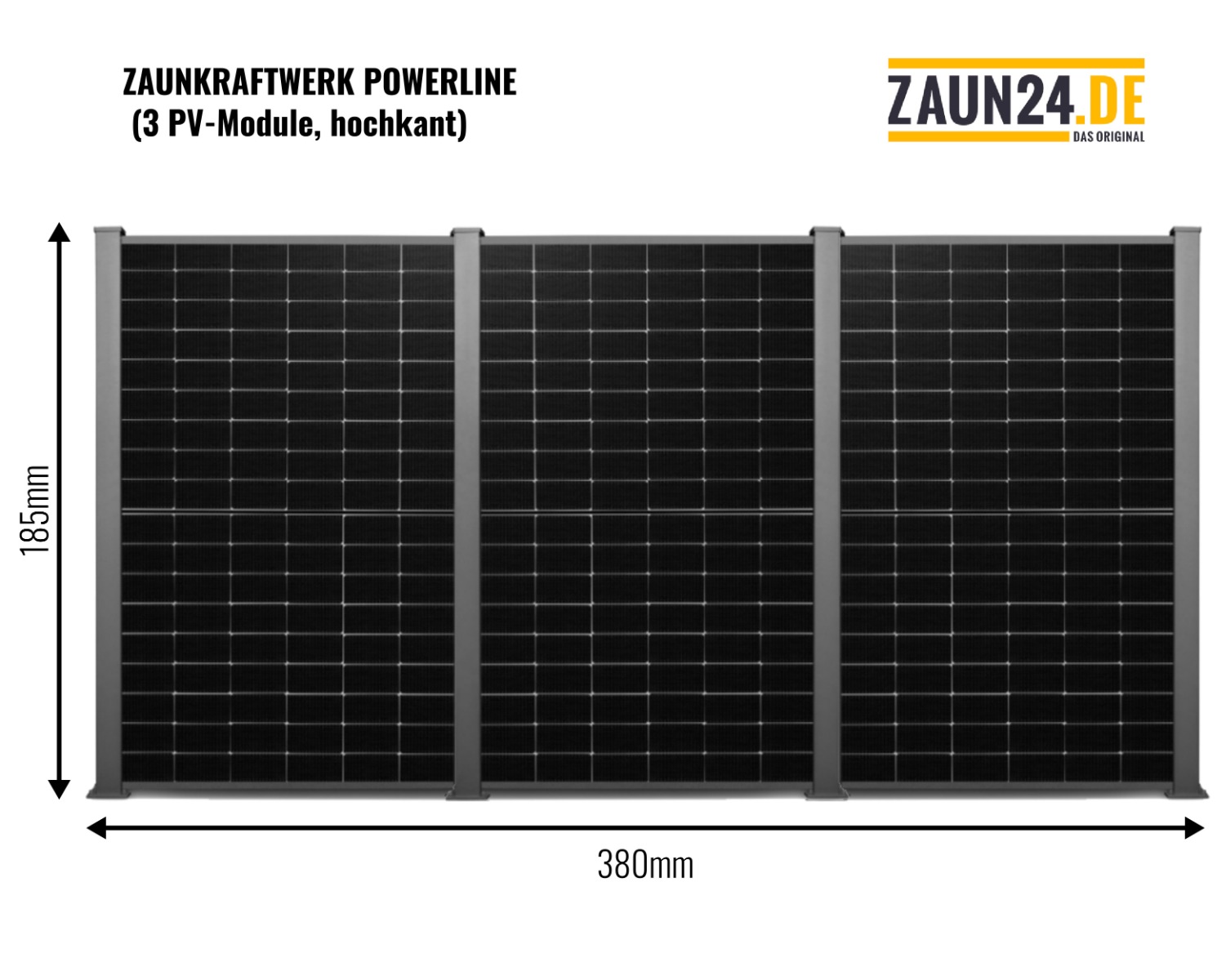 Zaunkraftwerk 880 W - Komplettset zur nachträglichen Befestigung an Doppelstabmattenzaun - steuerfrei bei ZAUN24 online kaufen!